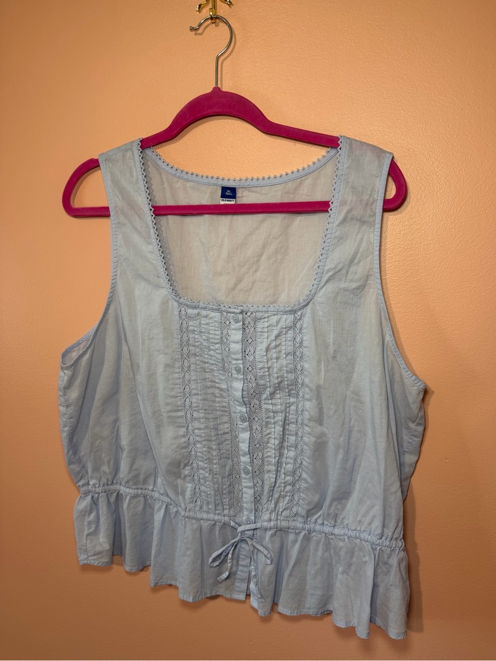 Old Navy Light Blue Button-Front Lace Tank